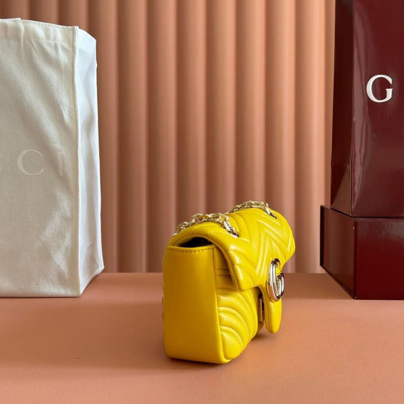 Gucci GG Marmont Bag 22 In Yellow Lambskin product view 3