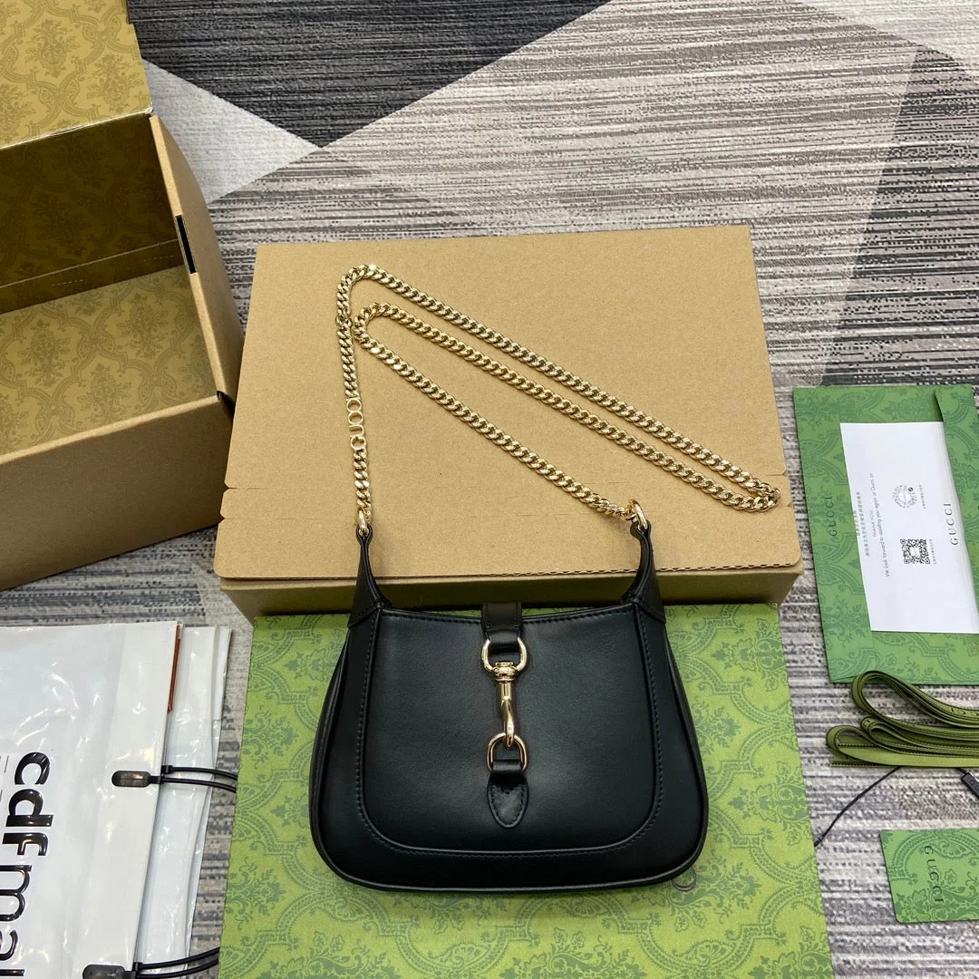 Gucci Jackie Notte Mini Bag 19 In Black Calfskin Gold Hardware product view 1