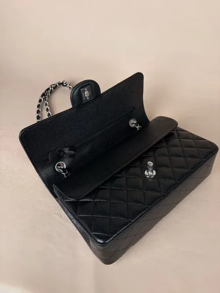 Chanel Classic Flap Medium 25 Black Silver Hardware Bag product view 7
