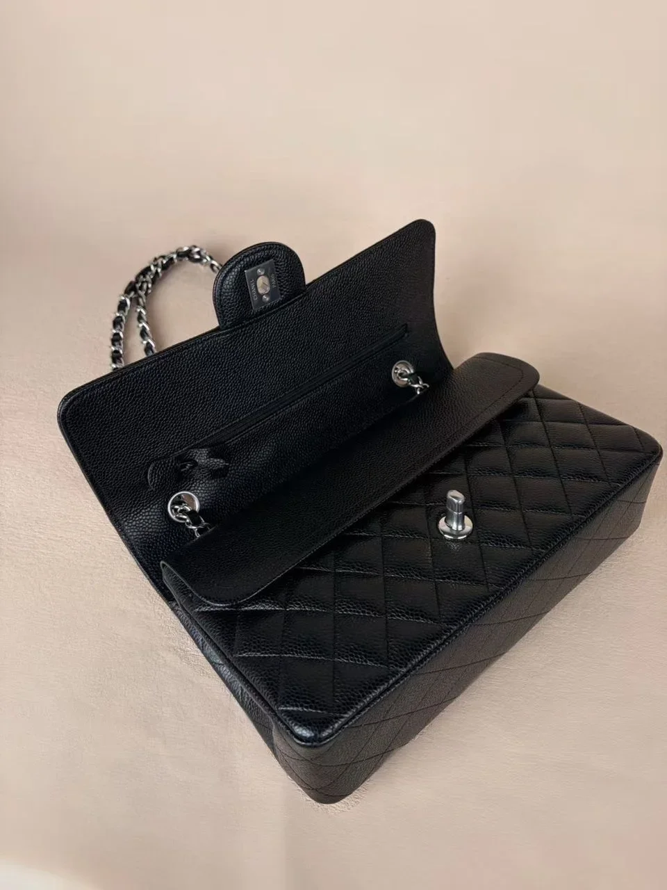Chanel Classic Flap Medium 25 Black Silver Hardware Bag product view 7
