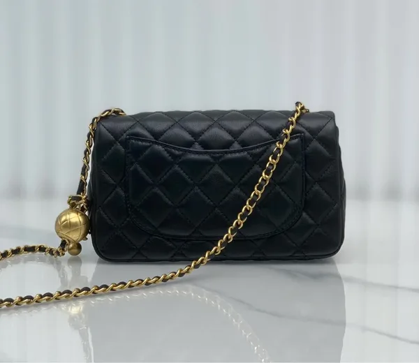 Chanel Lambskin Quilted Mini Rectangular Sweet Camellia Flap Black Bag product view 4