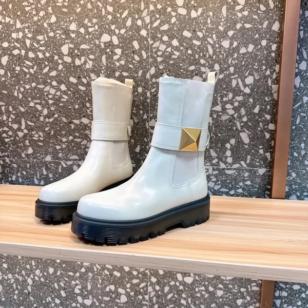 Valentino Women White Leather Strap Boots product view 3
