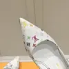 Louis Vuitton Women White Leather Multicolor Logo Heels product view 2