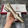 Valentino Women Gold Leather Embellished Flats product view 5