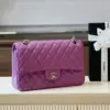 Chanel Classic Handbags Woman’s Purple Lock Silver 25 cm product view 2