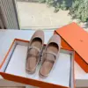 Hermès Women Beige Leather Mary Jane Flats product view 3