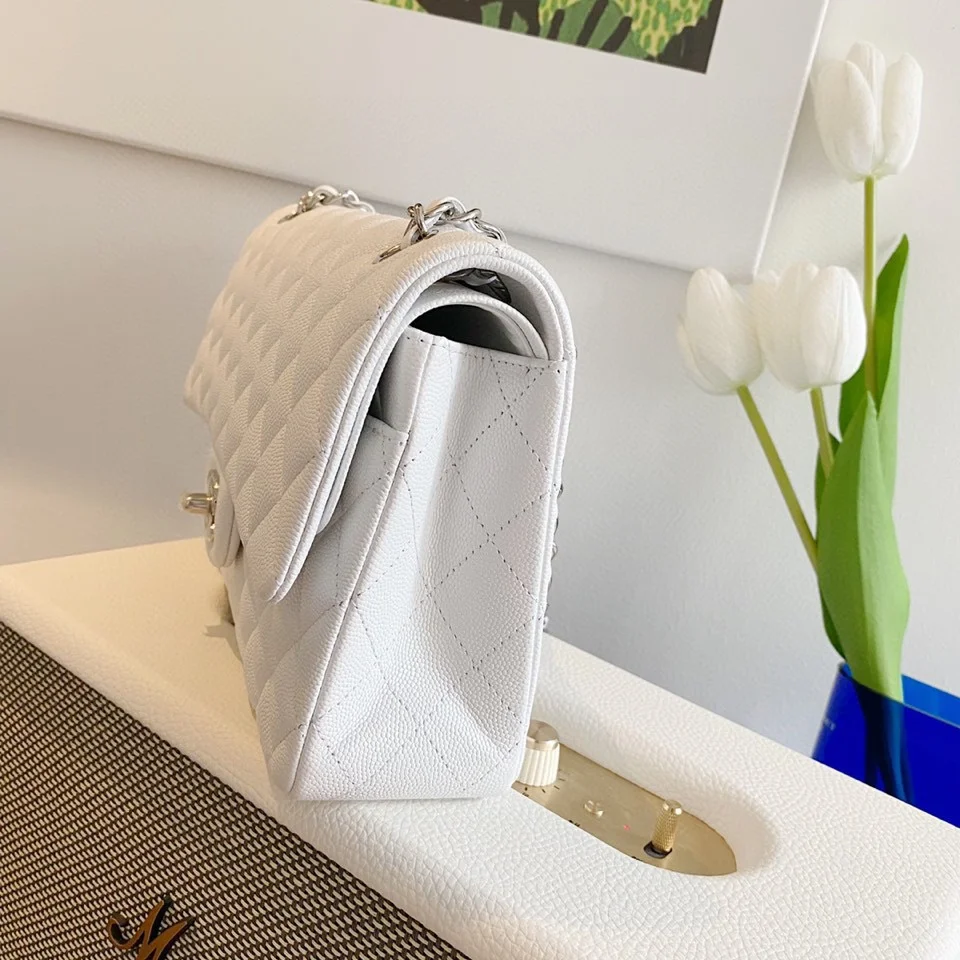 Chanel Classic Handbags Lizard Skin White With Silver Lock 25 cm product view 2