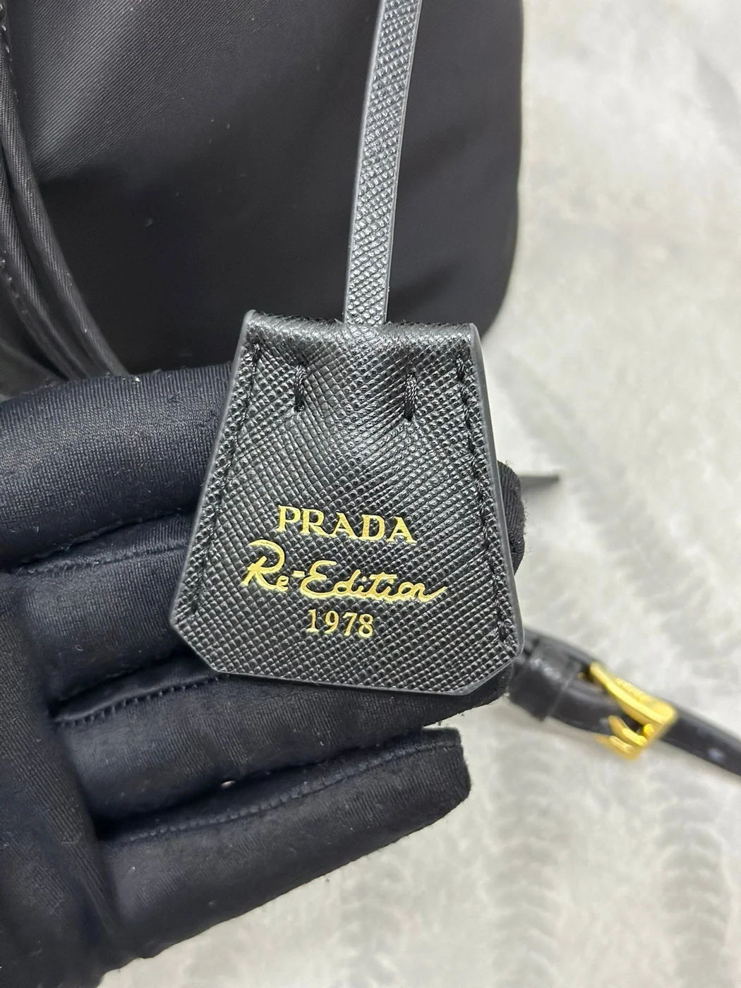 Prada Bucket Bag 19 In Black Re-Nylon And Calfskin Handle product view 6