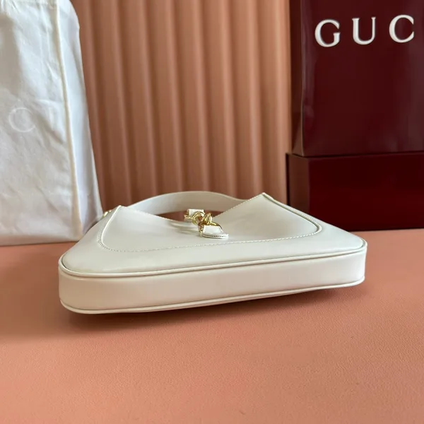 Gucci Jackie Small Shoulder Bag 27 In White Calfskin Gold Hardware product view 4