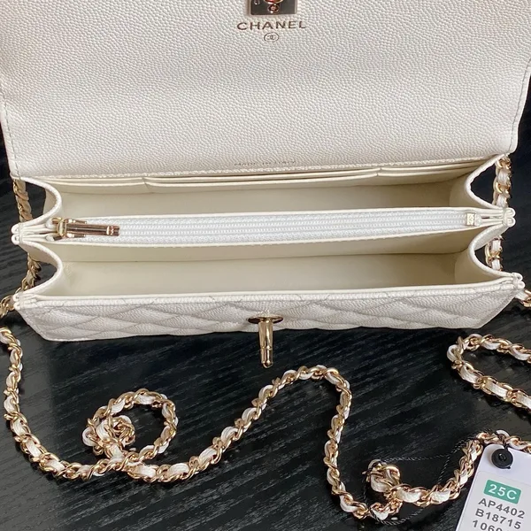 Chanel 25C Flap Bag 18 In White Shiny Grained Calfskin Gold Hardware product view 7