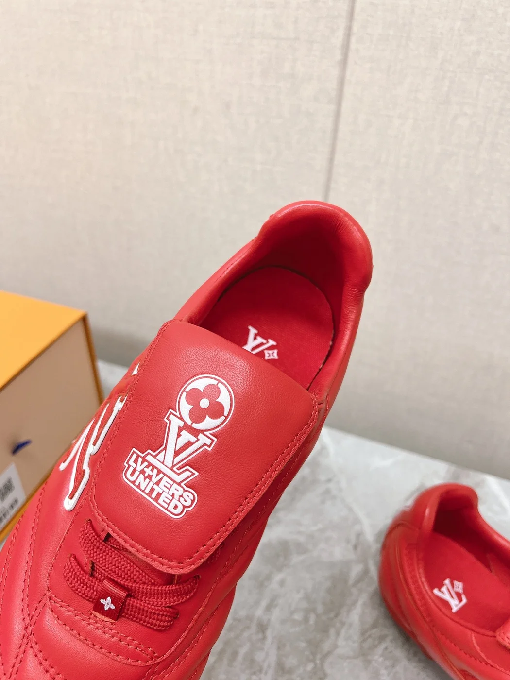 Louis Vuitton Women Red Leather Sneakers product view 2
