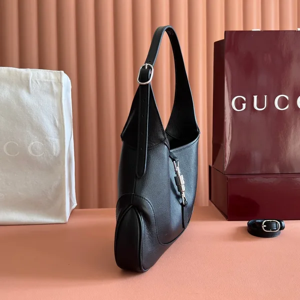 Gucci 26S Jackie Slim Shoulder Bag 28 In Black Calfskin product view 2