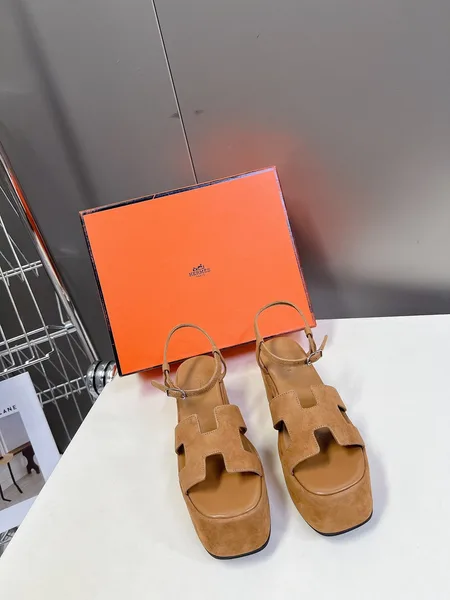 Hermès Women Tan Suede Platform Sandals product view 1