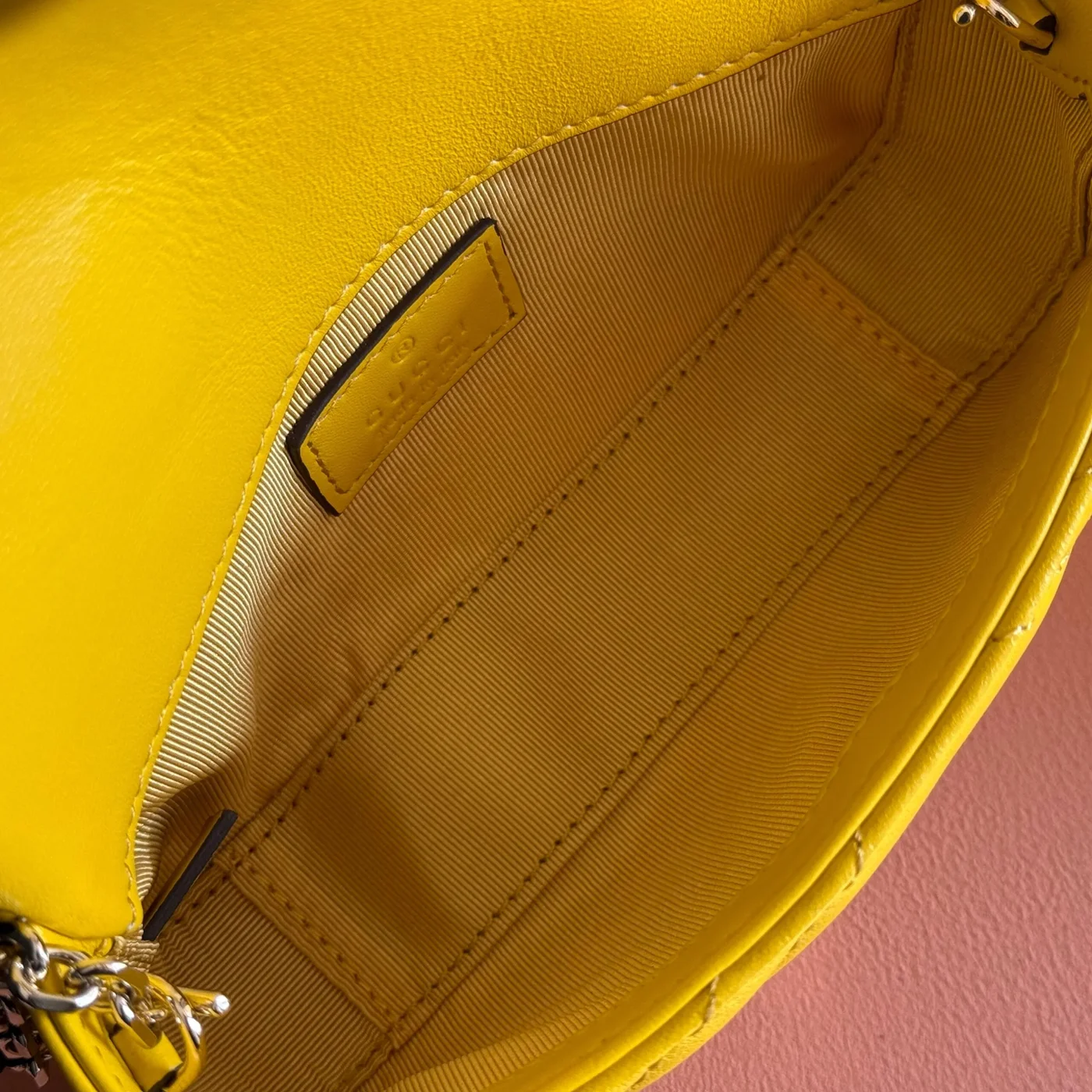 Gucci GG Marmont Bag 16 In Yellow Lambskin product view 5