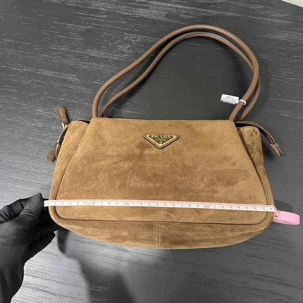Prada Brown Medium Suede Shoulder Bag product view 4