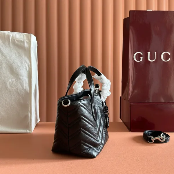 Gucci 26S GG Marmont Tote Bag 17 In Black Calfskin product view 3
