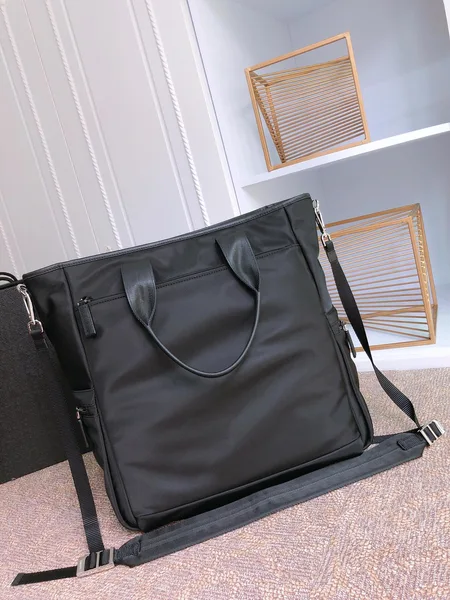 Prada Tote Bag 38 In Black Re-Nylon And Saffiano Leather Trim product view 2