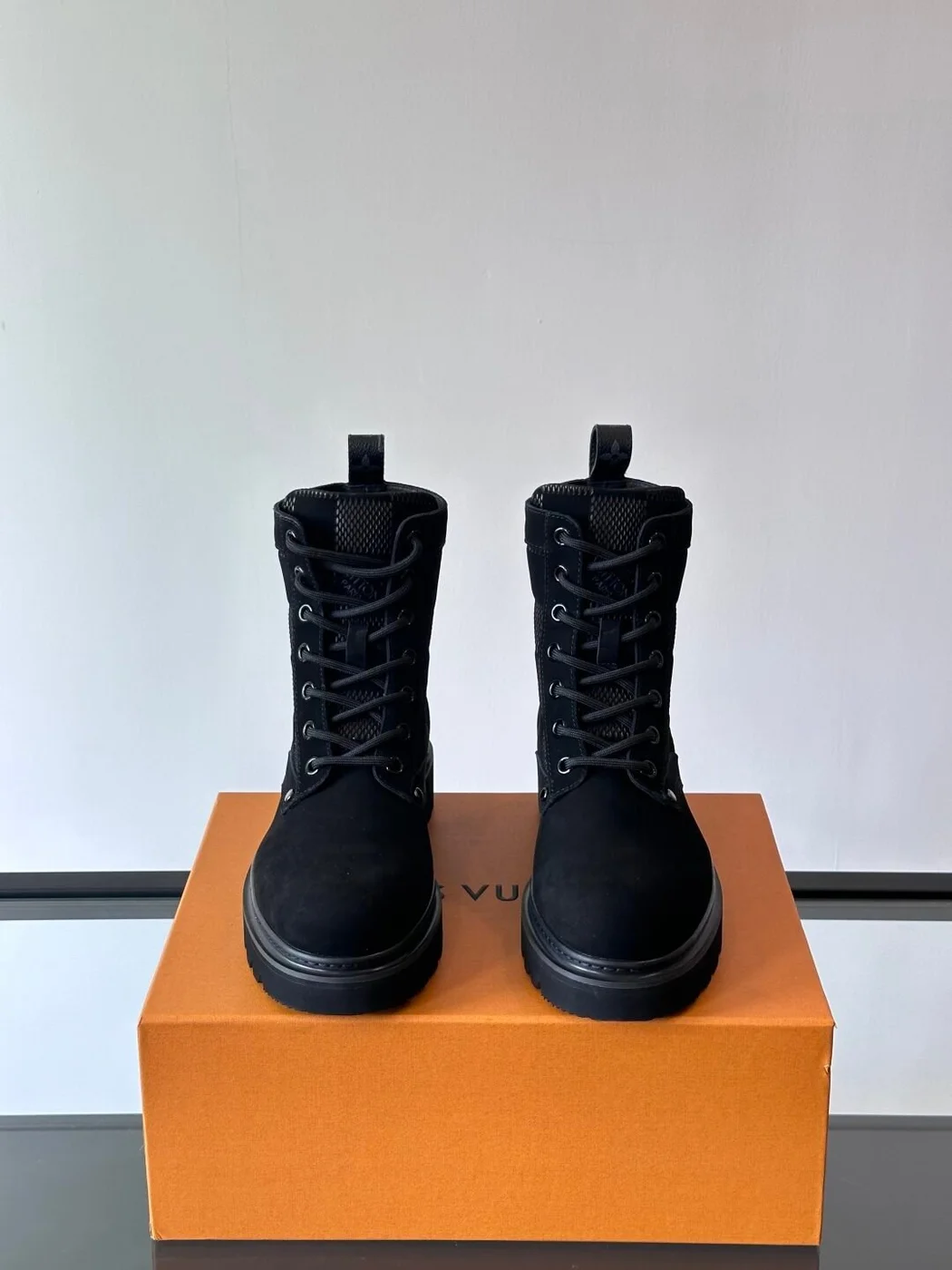 Louis Vuitton Men Black Suede Leather Boots product view 2