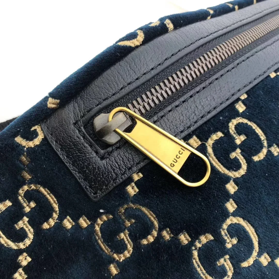 Gucci Belt Bag GG Velvet Blue in Velvet with Brass-tone product view 3