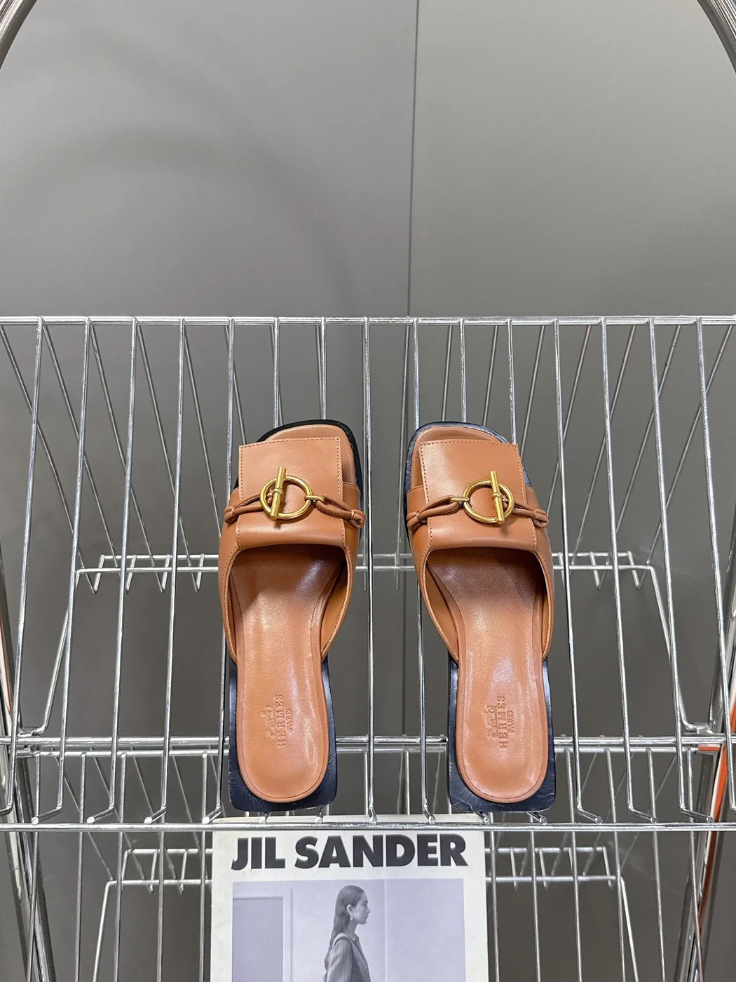 Hermès Women Brown Leather Flat Mules product view 2