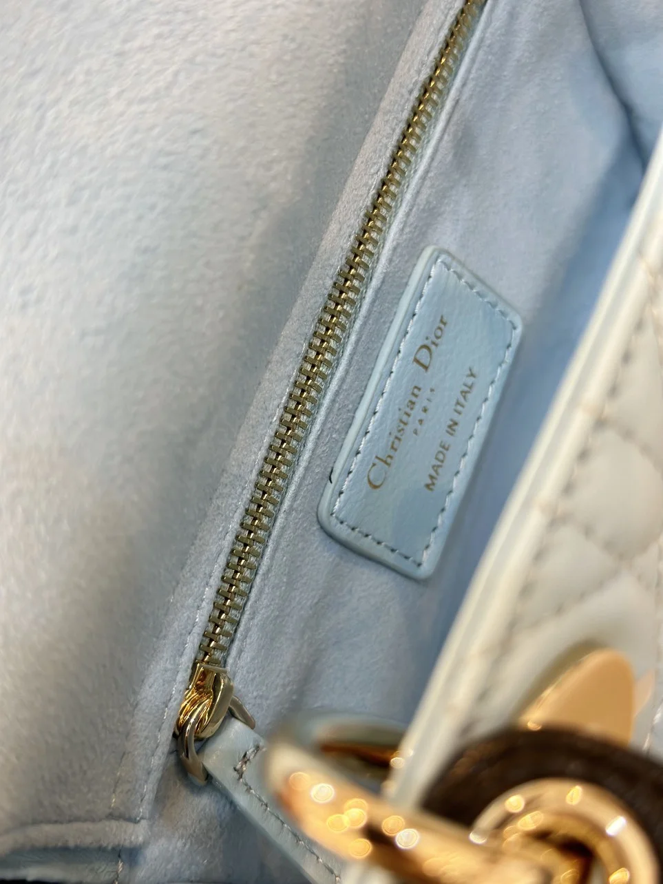 Dior Lady Mini Handbag for Women Ice Blue Cowhide 18 cm product view 3
