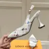 Louis Vuitton Women White Leather Multicolor Logo Heels product view 6