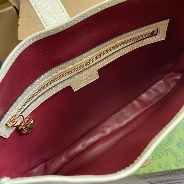 Gucci Jackie Small Shoulder Bag 27 In White Cracked Lacquer Calfskin Gold Hardware product view 8