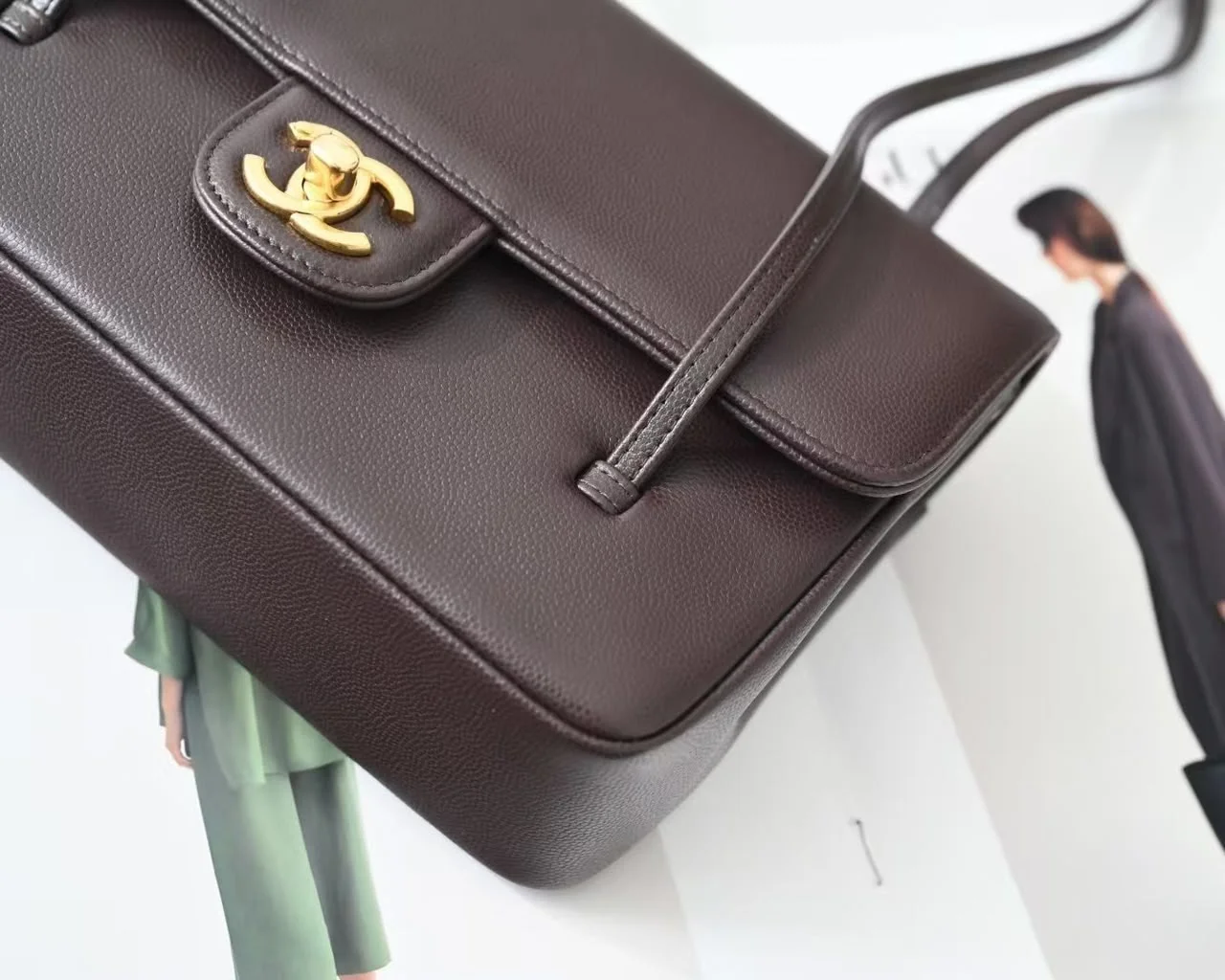 Chanel Preppy Coco Small Flap Bag in dark brown product view 6