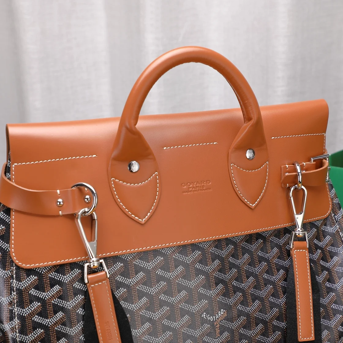 Goyard Black Goyardine Brown Leather Steamer Bag product view 8