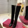 Valentino Women Black Leather High Heel Boots product view 4