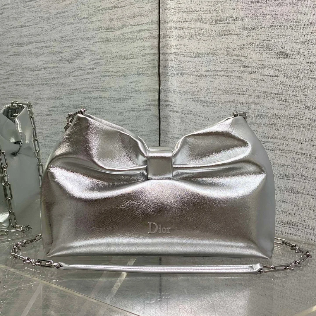 Dior Bow Bag Silver Lambskin product view 1