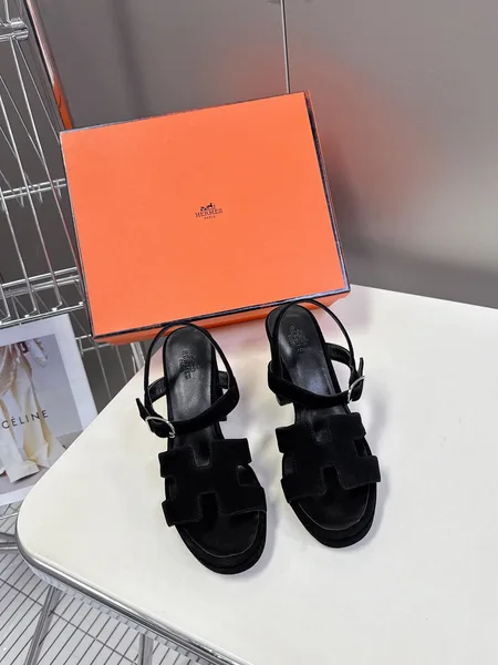 Hermès Women Black Suede Sandals product view 1