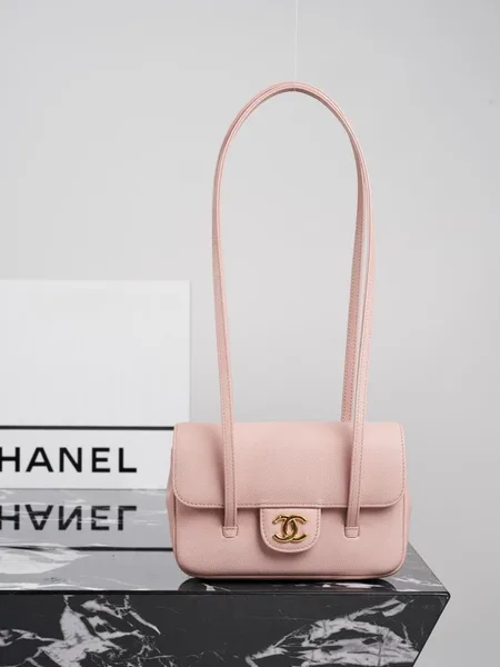 Chanel Caviar Preppy Coco Mini Flap bag in light pink color product view 1