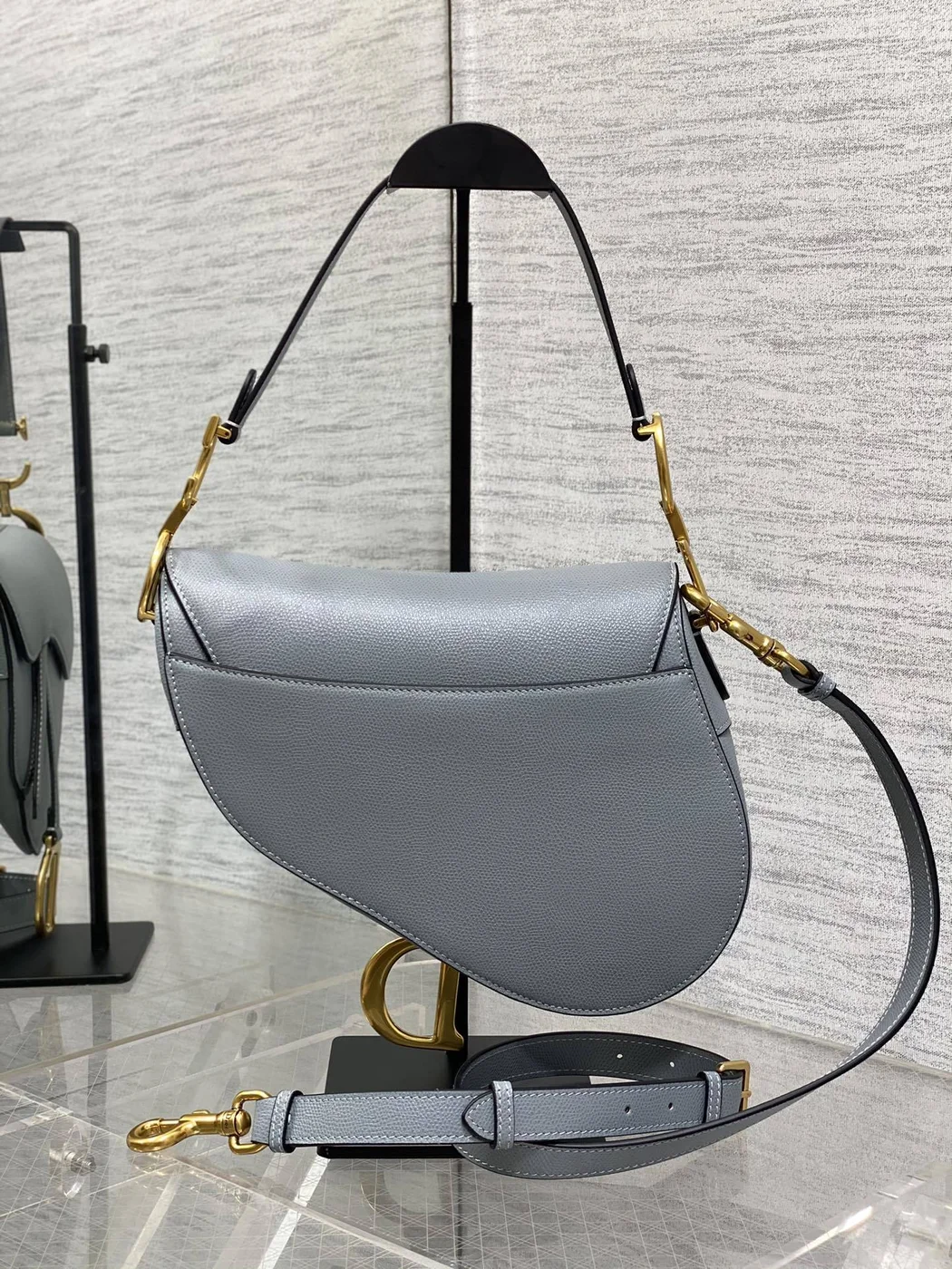Dior Saddle Bag in Deep Grey-Blue Gold Hardware product view 3