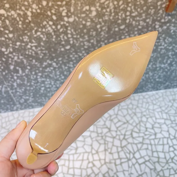 Valentino Women Beige Leather Pointed Toe Pumps product view 3
