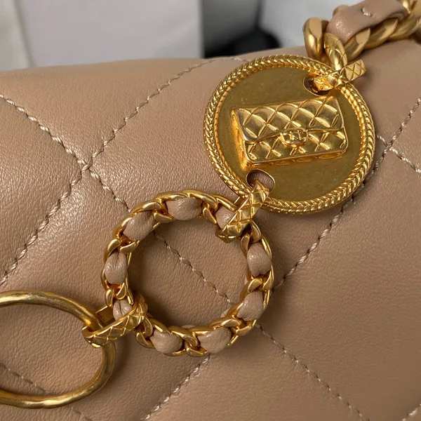 Chanel Woc Brown Handbags Pearl Handle Plated .5×14.5x5cm product view 3