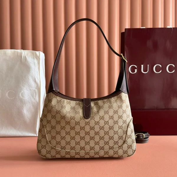 Gucci 25S Jackie Monogram 28 cm In Light Brown Canvas And Calfskin Bag product view 2