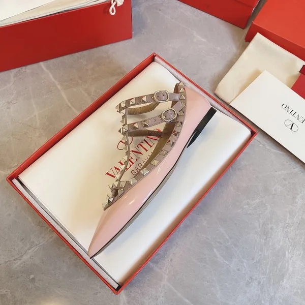 Valentino Women Pink Patent Leather Studded Flats product view 5