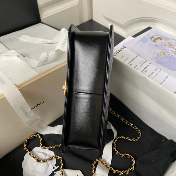Chanel Flap Bag 22 In Black Calfskin With Double Gold Ball product view 6