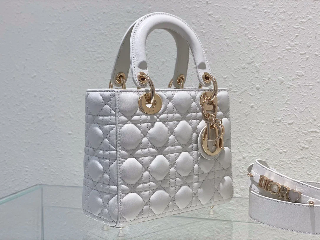 Dior Lady Abc High-end Women’s Handbag White Soft Leather 20 cm product view 8