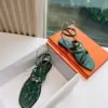 Hermès Women Green Leather Strappy Sandals product view 4