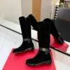 Valentino Women Black Suede Leather Strap Boots product view 6