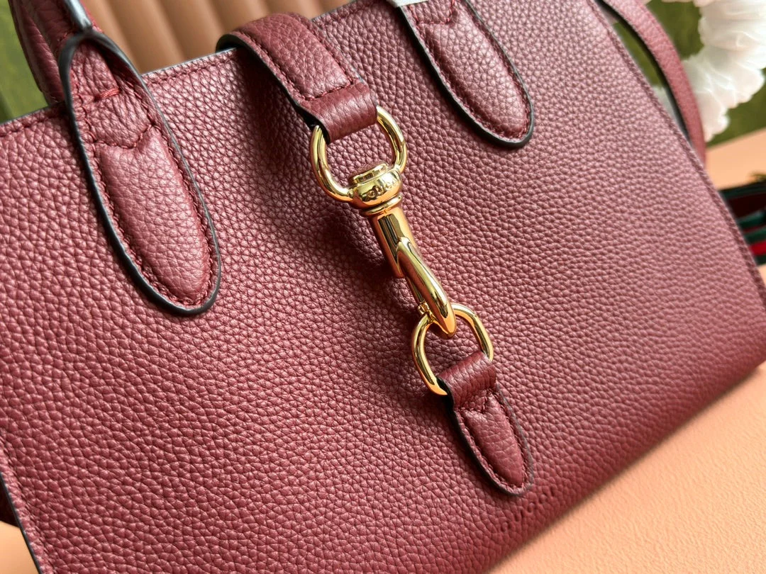 Gucci Small Jackie Tote 24 In Burgundy Lambskin product view 6