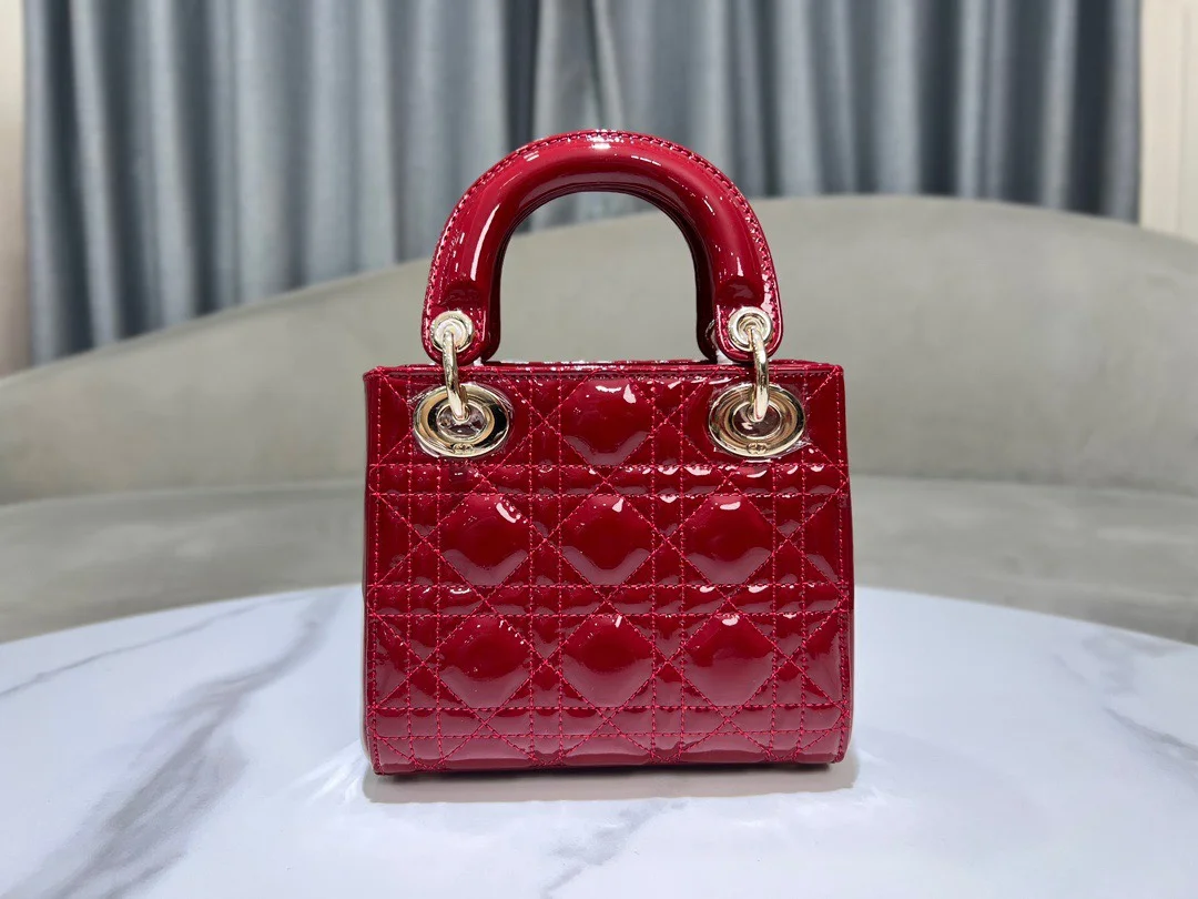Dior Lady Mini Women’s Handbag, Glossy Red, 17 cm product view 7