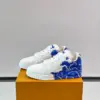 Louis Vuitton Men White Blue Leather Sneakers product view 3