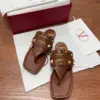 Valentino Women Brown Leather Studded Sandals product view 4