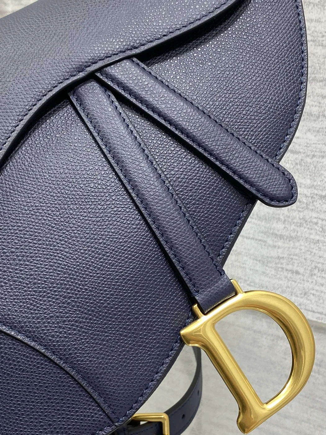 Dior Saddle Bag in Deep Ocean Blue Gold Hardware product view 2