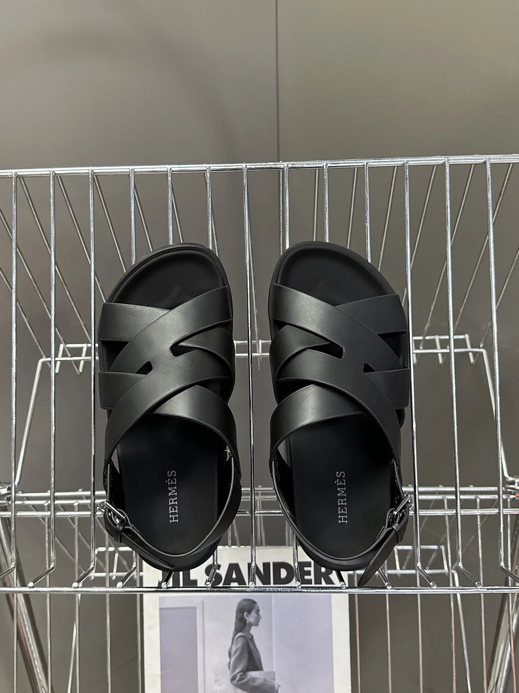 Hermès Women Black Leather Strappy Sandals product view 2