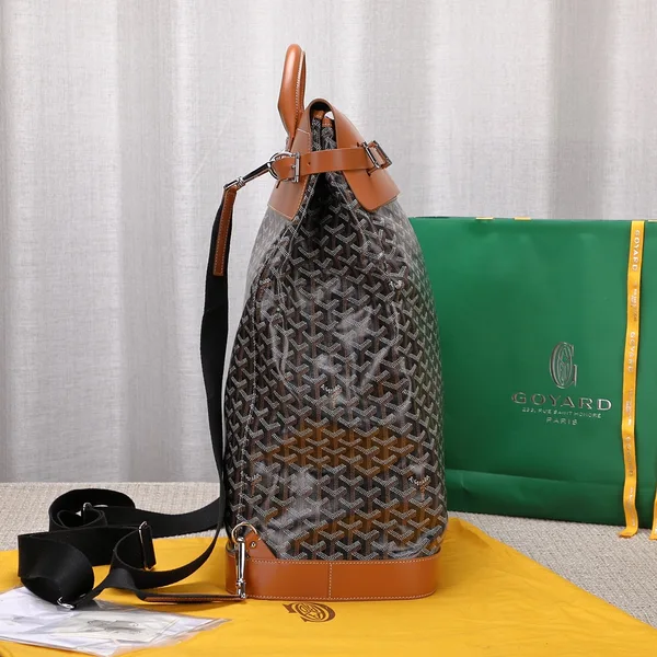 Goyard Black Goyardine  Brown Leather Steamer Bag product view 3