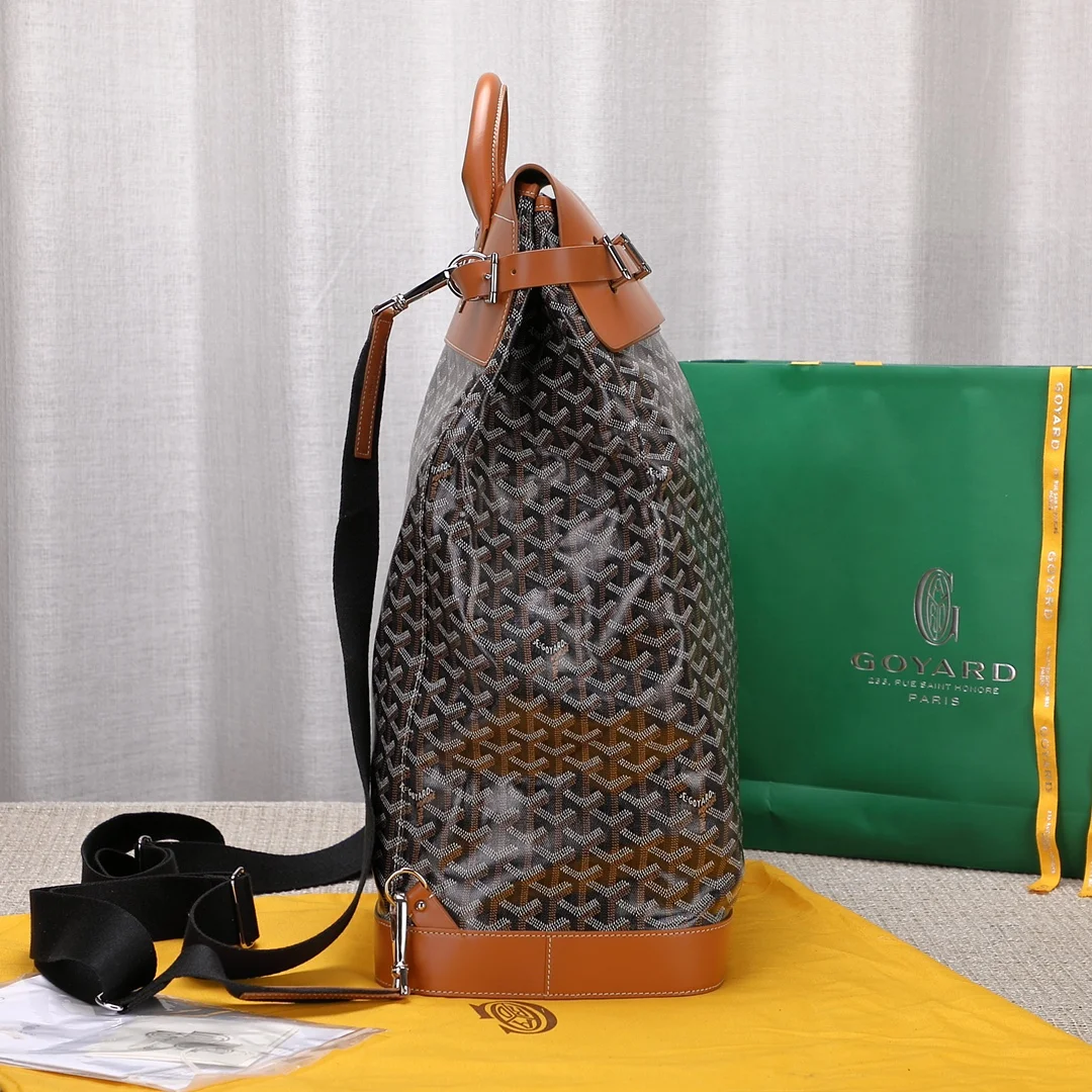 Goyard Black Goyardine Brown Leather Steamer Bag product view 3